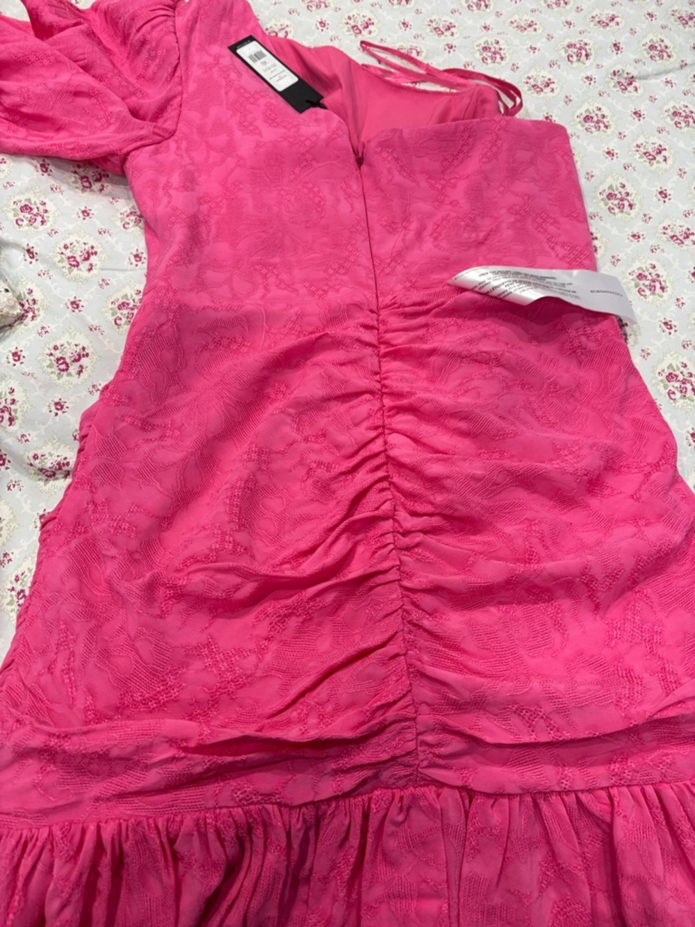 BCBGMaxAzria Hot Pink One-Shoulder Ruched Dress - Picture 5 of 5